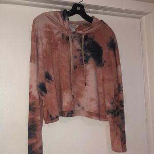 Pink and Blue Tie Dye cropped hoodie L